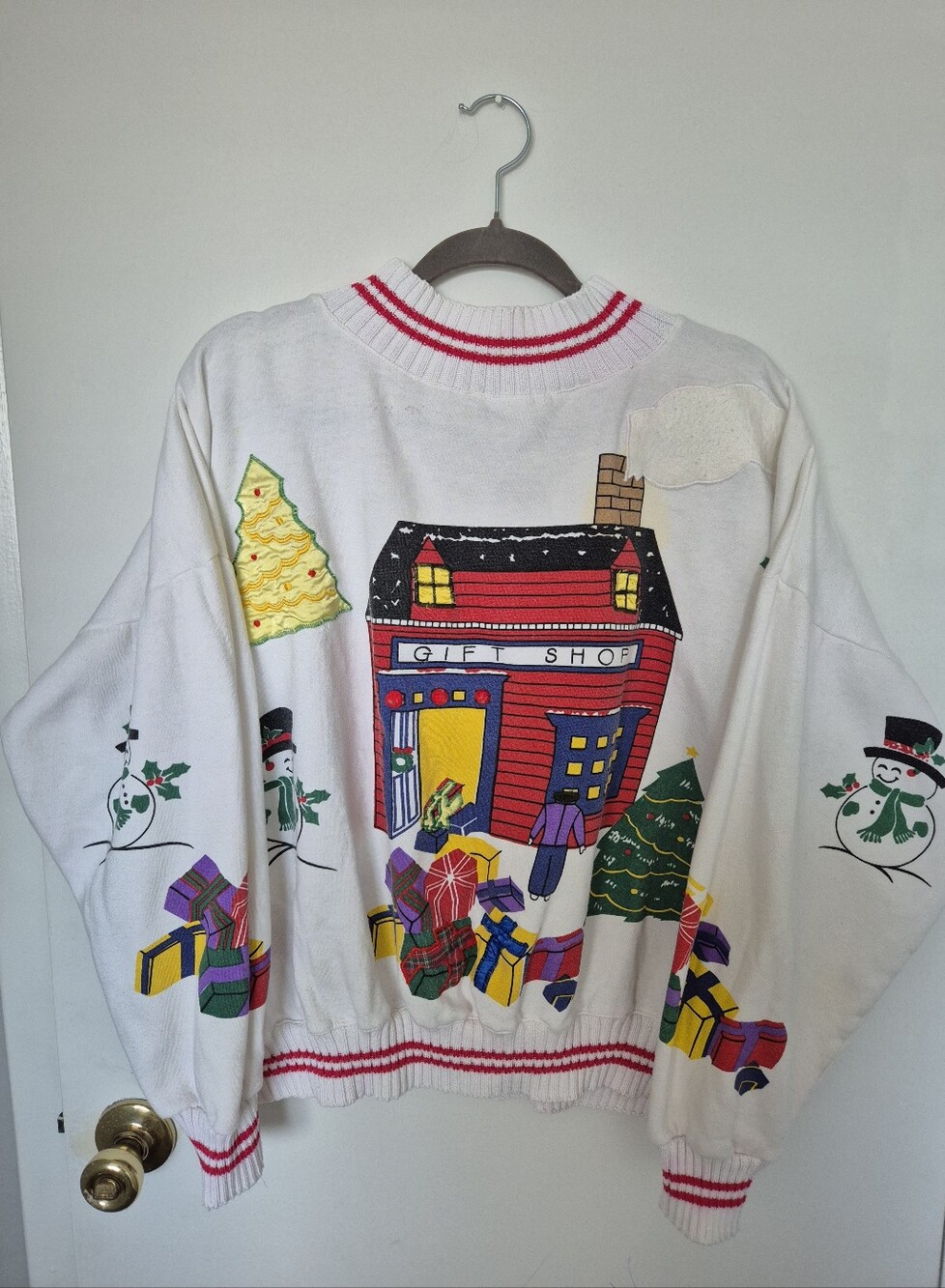 Vintage 90s Westbound Christmas Sweatshirt Gift Shop Novelty Plus Size 24W White